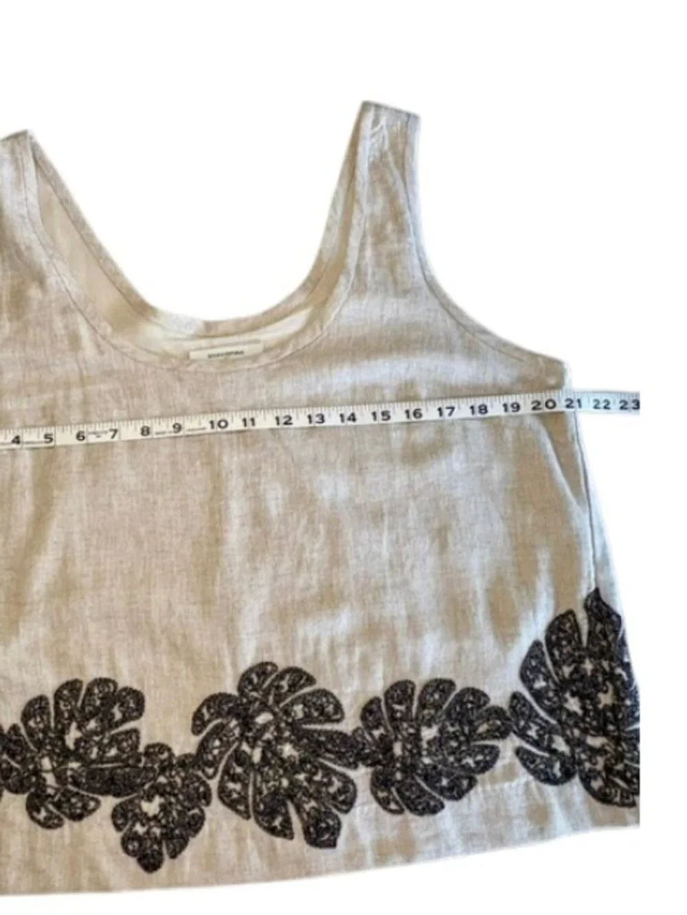 NWT Banana Republic Linen-Blend Embroidered Scoop-Neck Sleeveless Top Large Flax